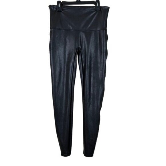 Spanx Black Faux Leather Leggings Size XL Slimming Control - Picture 1 of 7